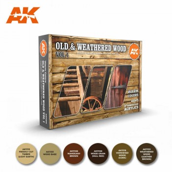 AK Interactive Old & Weathered Wood Vol1 6x17ml AK11673 